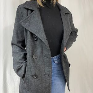 Anne Klein Double Breasted Pea Coat Grey
